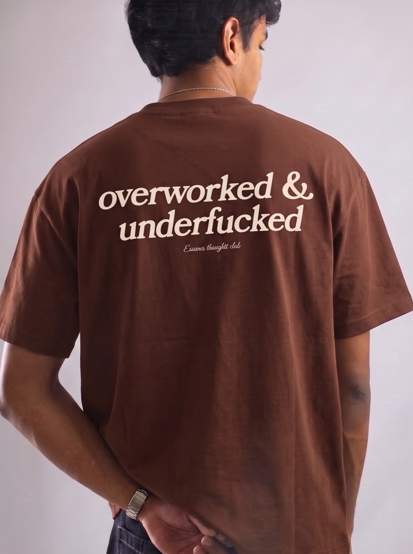 OVERWORKED TEE - BROWN