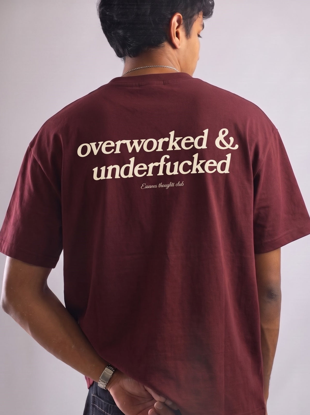 OVERWORKED TEE - MAROON