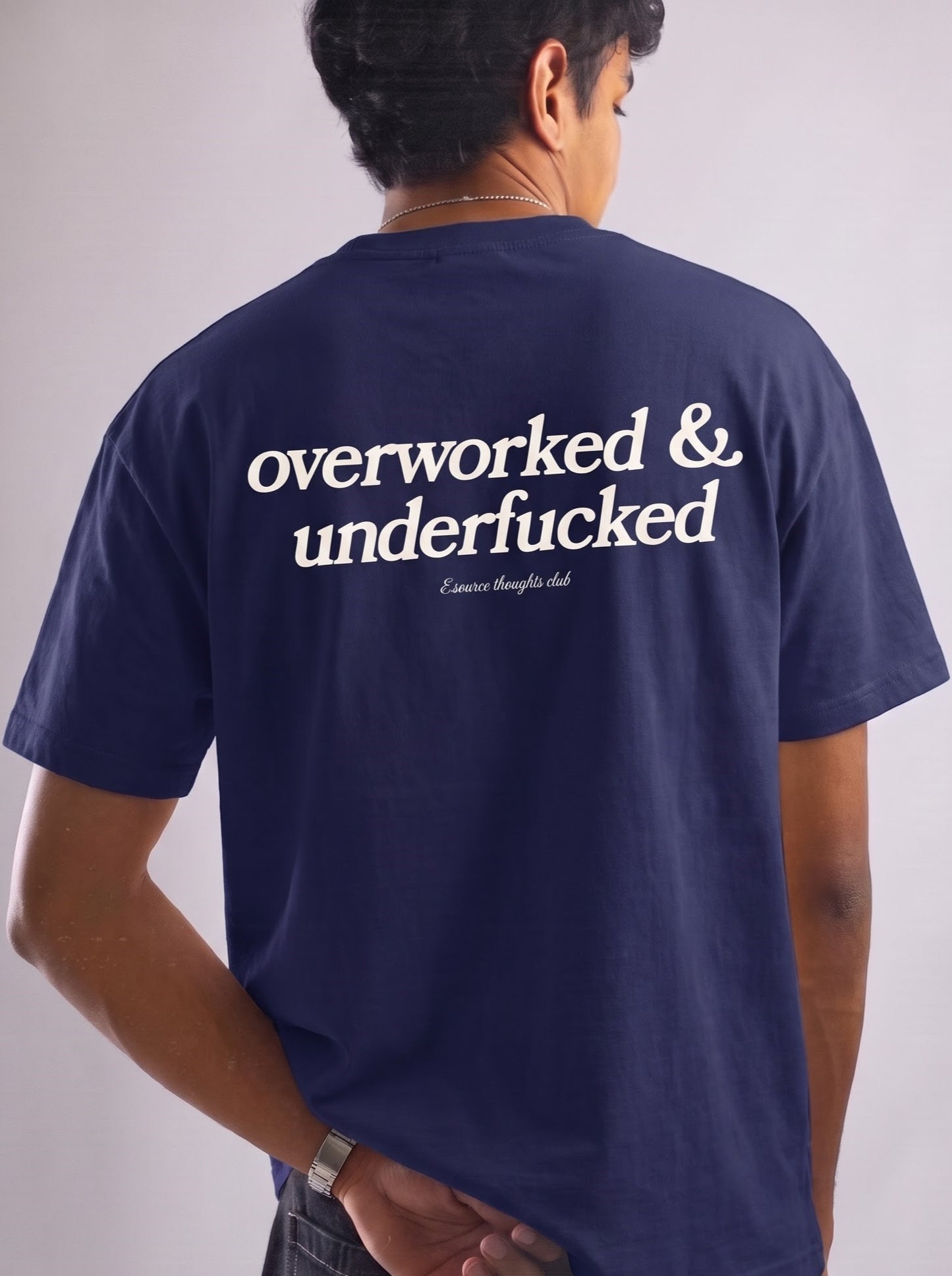 OVERWORKED TEE - NAVY